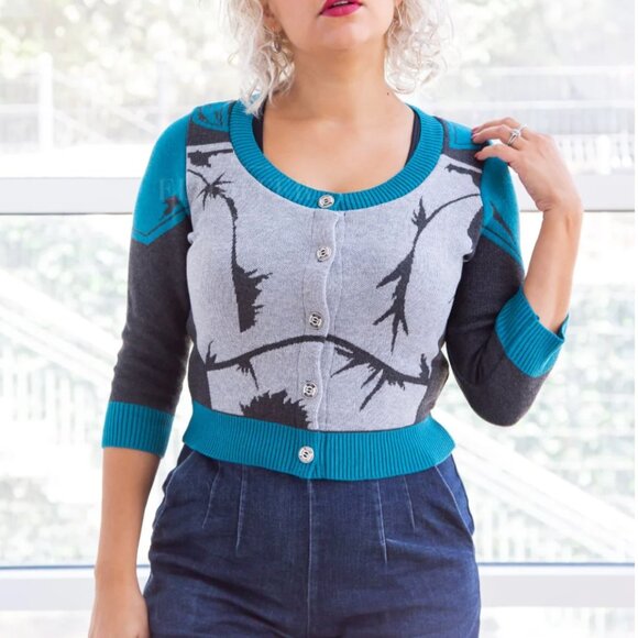 Ellhoffer Sweaters - Ellhoffer Brand Galactic Night Owl Cropped Cardigan